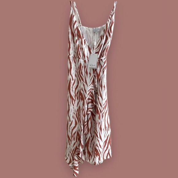 Rails New Iris White Rust Zebra Wrap Dress - Picture 2 of 5